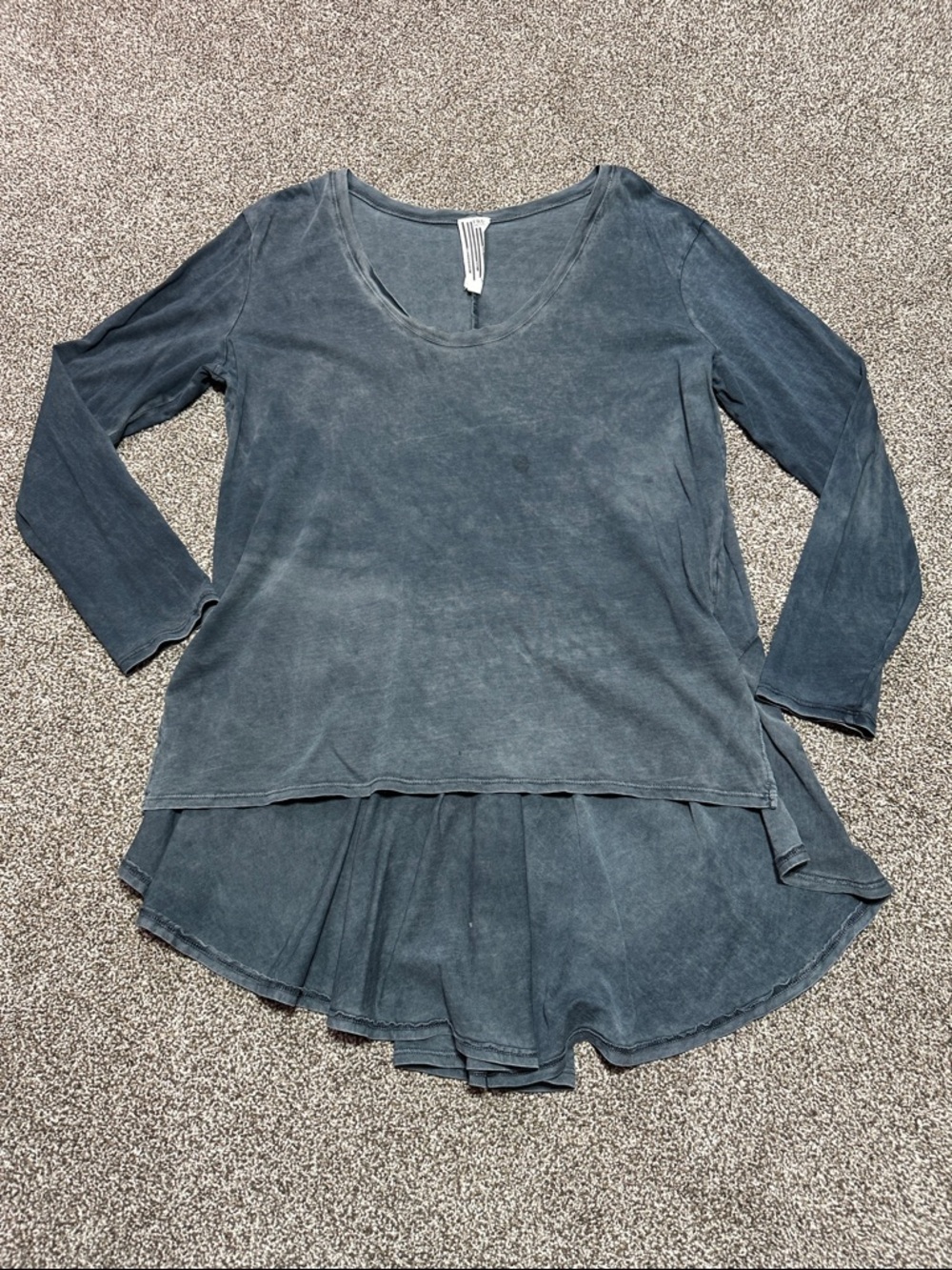 Free people mineral wash tunic flared ruffle high low hem small